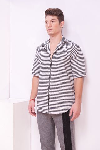 Striped Zip Up Shirt