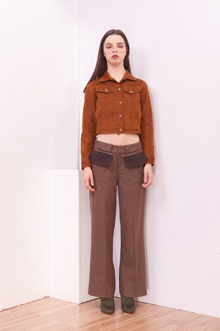Rib Flap Brown Houndstooth Trousers