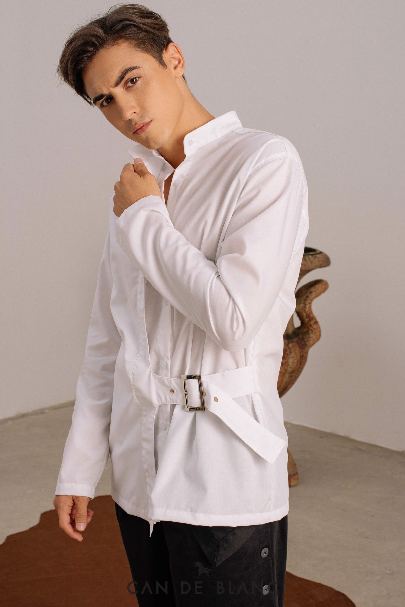 Collar White Shirt mix Belt