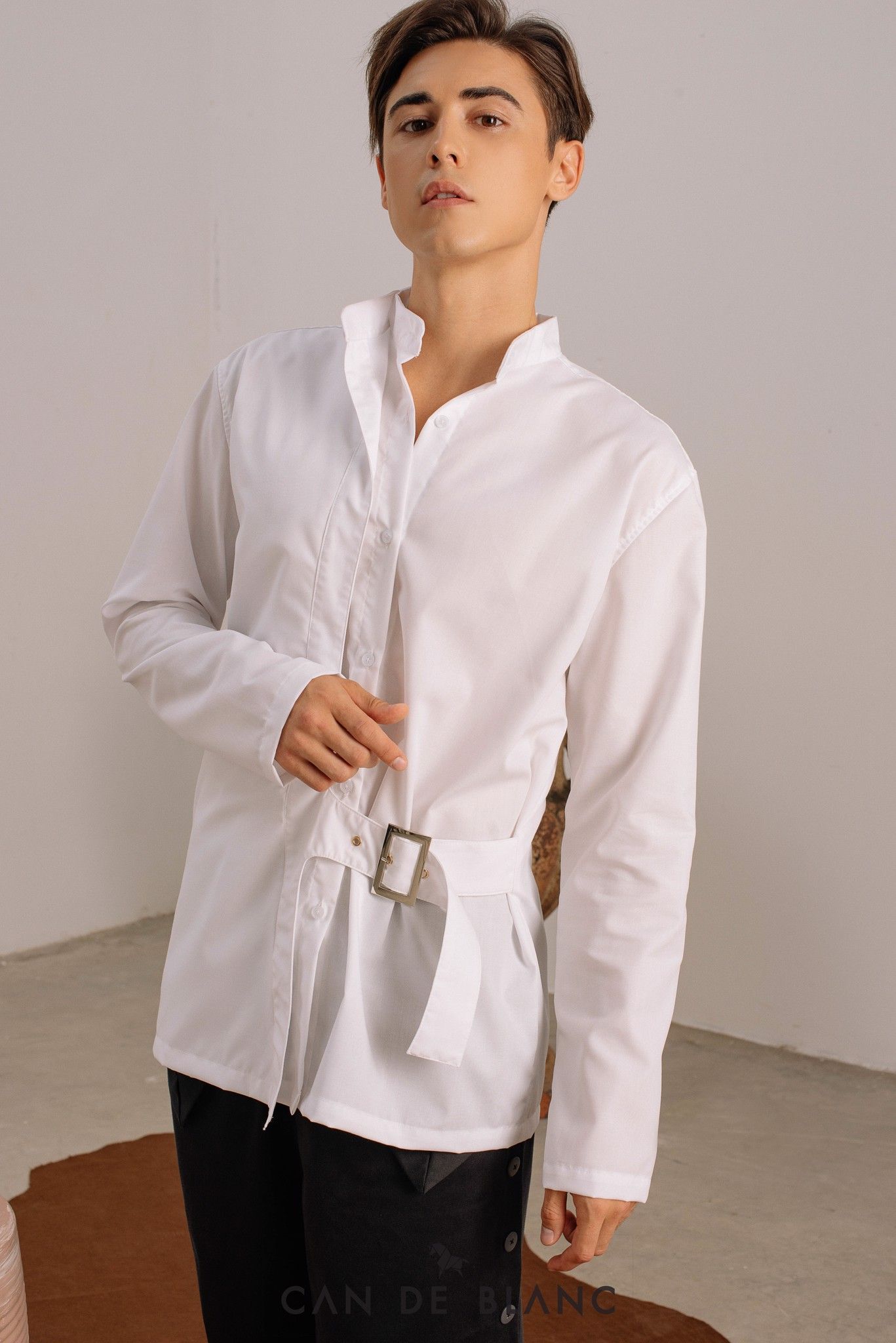 Collar White Shirt mix Belt