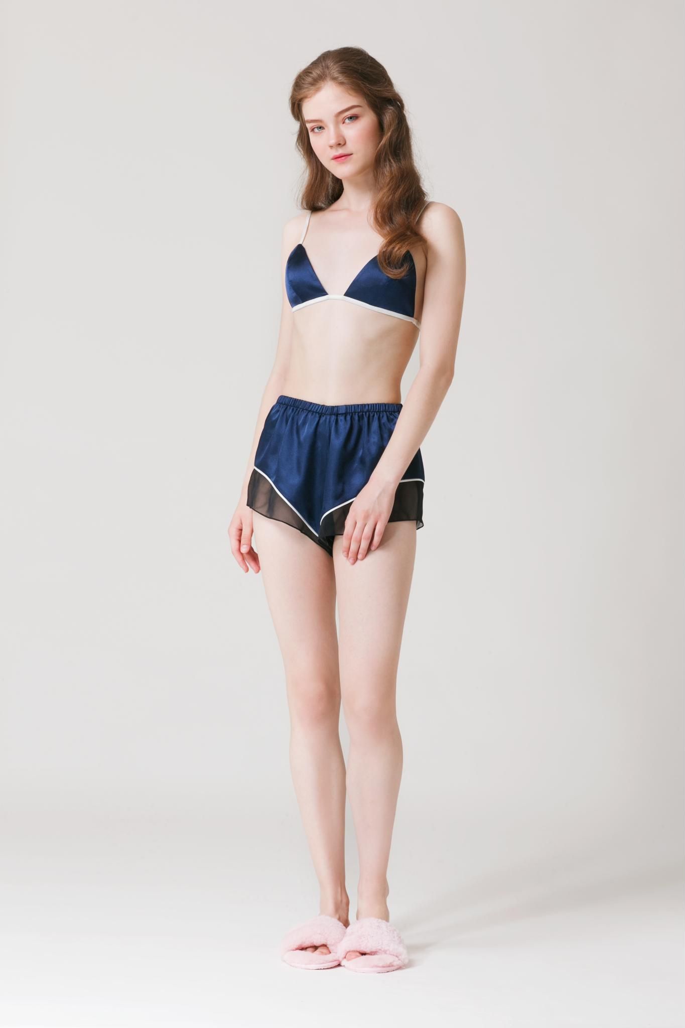 Navy Silk Lingerie