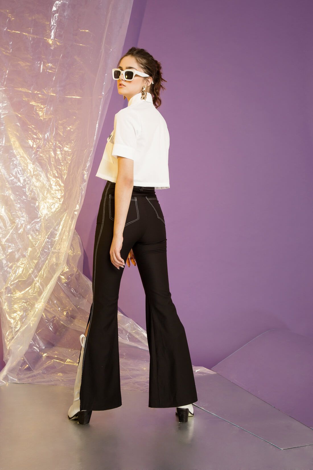 Slit Black Pants