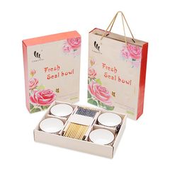  Bộ Giftset 6 chén sứ kèm đũa tre 