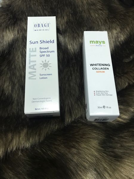 Combo Serum Mays whitening Colagen và Lotion chống nắng Sun Sheild