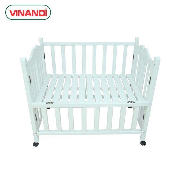 Giường cũi cho bé gỗ thông cao cấp màu trắng VINANOI - VNC107T