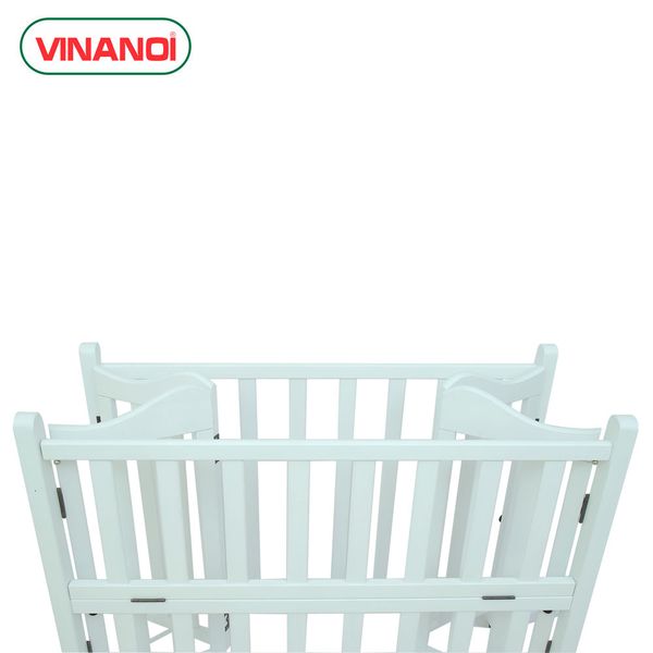 Giường cũi cho bé gỗ thông cao cấp màu trắng VINANOI - VNC107T