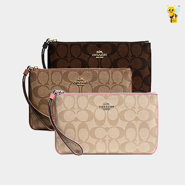 Túi xách thời trang nữ COACH-F58695  LARGE WRISTLET IN SIGNATURE CANVAS