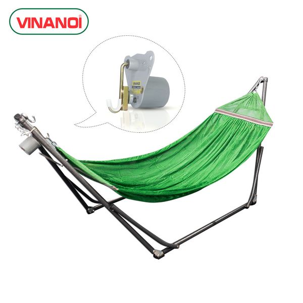 Võng xếp đưa tự động cho trẻ em và người lớn VINANOI (A100-KVT-XL). Khung thép Lưới đại màu xanh lá