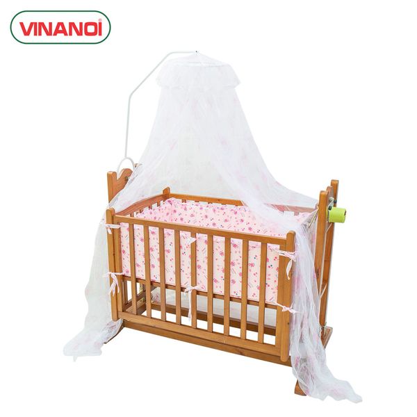 Nôi Em Bé Tự Động Vinanoi-VNN301M Gỗ Thông Cao Cấp Vừa Làm Nôi Vừa Làm Võng Màu Cánh Dán