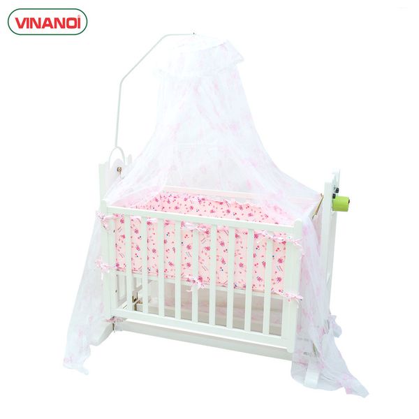 Nôi Em Bé Tự Động Vinanoi-VNN301T Gỗ Thông Cao Cấp Vừa Làm Nôi Vừa Làm Võng Màu Trắng