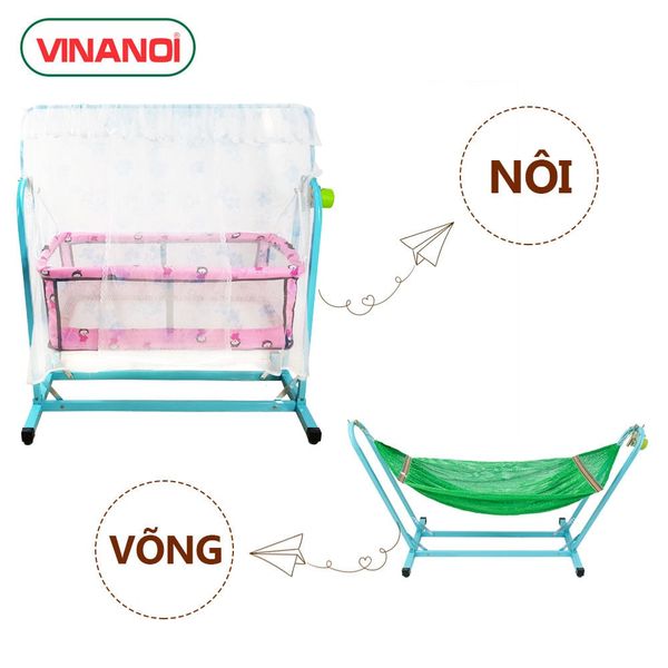 Nôi Võng Tự Động Cho Bé 2 Trong 1 VINANOI - NV35H Lòng Nôi Hồng