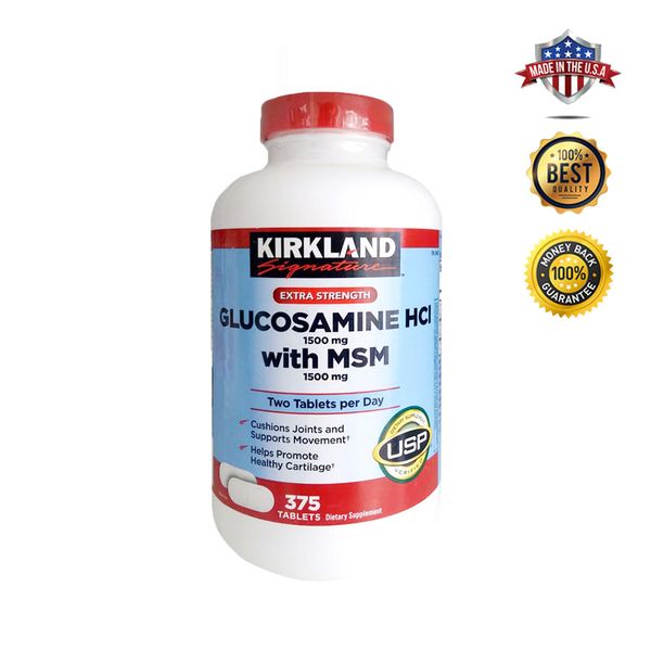 Viên uống bổ khớp của Mỹ Kirkland Signature™ Glucosamin HCL & MSM 1500mg hộp 375 viên