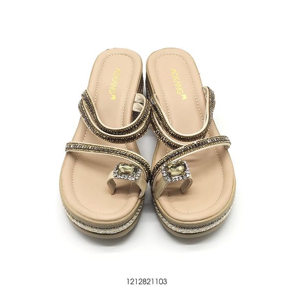  Sandal nữ đế xuồng đính đá thời trang 1212821103 Vàng 