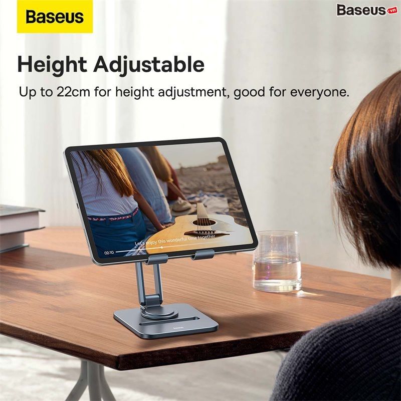 Giá Đỡ Máy Tính Bảng Baseus Desktop Biaxial Foldable Metal Stand Cho iPad Stable Xoay 360° Bằng Kim Loại Có Thể Gập Lại