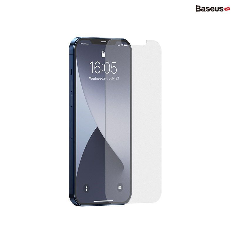 Kính cường lực chống bám vân tay dùng cho dòng iPhone 12 Baseus 0.25mm Full-glass Frosted Tempered Glass Film (Bộ 2 miếng nhám, Anti Finger Print, Full Coverage Tempered Glass)