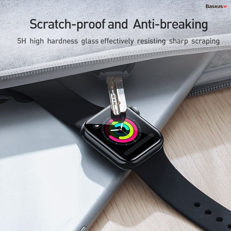Kính cường lực dẽo Full viền 5 lớp chống trầy cho Apple Watch Baseus Full-Screen 3D Curved Tempered Glass (0.2mm, Soft Screen Protector for Apple Watch Series 1/2/3/4/5)