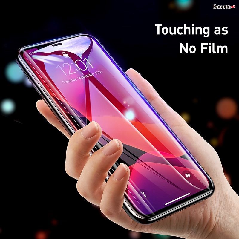 Kính cường lực 3D, 5 lớp chống trầy dùng cho iPhone 11/Pro/Pro Max Baseus Full-Screen and Full-glass Tempered Glass (0.3mm, full kính, full viền, Bộ 2 cái + Khung cố định hỗ trợ dán)