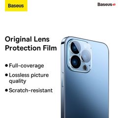 Kính Cường Lực Camera Cho iPhone 14 Baseus Full-coverage Lens Film 0.3mm (bộ 2 cái, Siêu bền + Siêu nét)