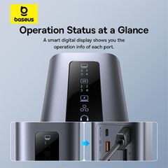 Hub Mở Rộng Kết Nối Đa Năng Baseus Spacemate Series 11-in-1 (WIN) Docking Station Space Grey (Type-C to 2*HDMI 4K@60Hz+2*DP 4K@60Hz+2*USB-A (10Gbps)+1*USB-C (10Gbps)+1*RJ45+1*USB-A (480Mbps)+1*USB-C (PD)+1*3.5mm Audio)