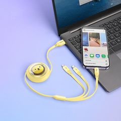 Cáp Sạc Nhanh Đa Năng Baseus Leo Retractable Charging Cable 3-in-1 USB to M+L+C 3.5A 1.1m