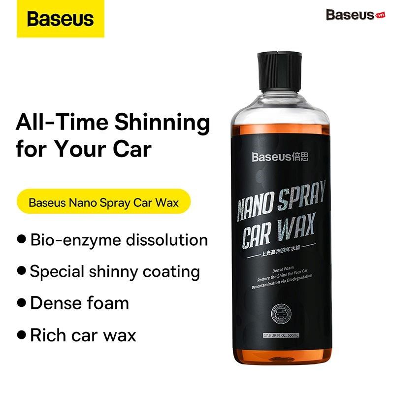 Dung Dịch Rửa Xe Nano Bảo Vệ Động Cơ Baseus Foaming Liquid Car Polishing Wax Translucent Yellow