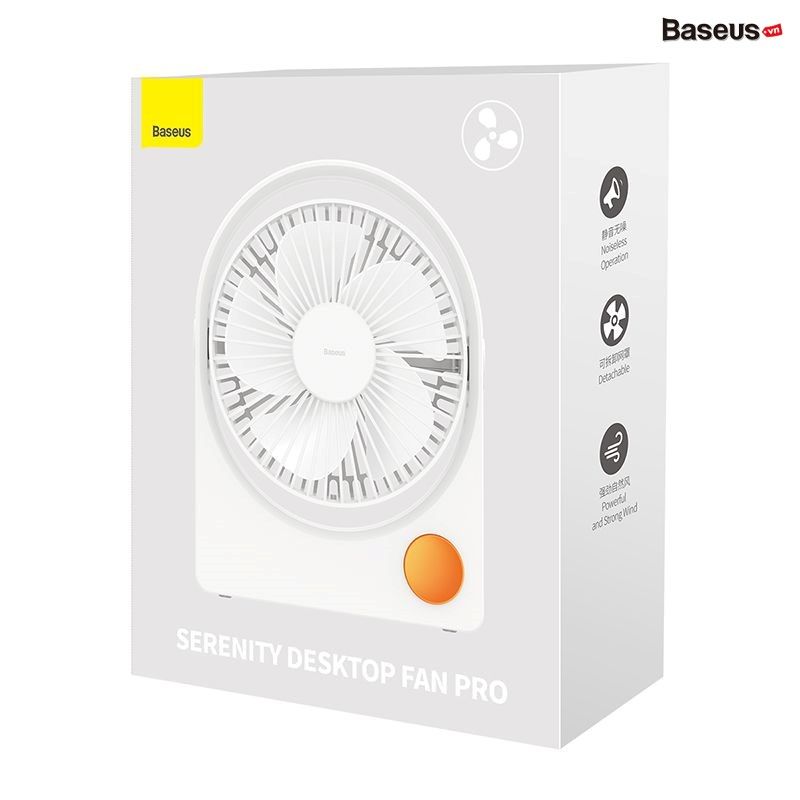 Quạt Mini Pin Sạc Để Bàn Baseus Serenity Desktop Fan Pro 2000 mAh (Pin sạc 2000mAh, 3 Mức gió, Siêu êm)