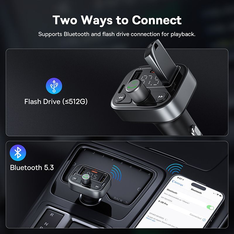 Bộ Tẩu Sạc Đa Năng Phát Nhạc Trên Xe Hơi Baseus S-09 Pro Series Car FM Transmitter