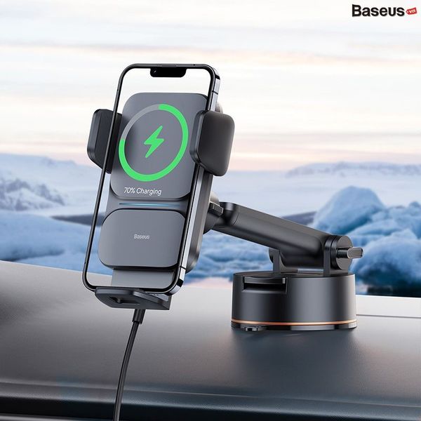 Bộ Đế Giữ Điện Thoại Tích Hợp Sạc Không Dây Baseus Wisdom Auto Alignment Car Mount Wireless Charger (QI 15W)