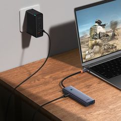 Hub Mở Rộng Kết Nối Baseus UltraJoy Series 5-Port HUB Space Grey (Type-C to USB3.0*4 + PD*1)