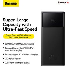 Pin Sạc Dự Phòng Baseus Star-Lord Digital Display Fast Charge Power Bank 20000mAh/30000mAh Hỗ trợ sạc nhanh PD QC AFC SCP FCP