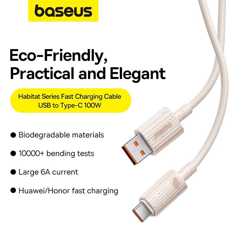 Cáp Sạc Nhanh Baseus Habitat Series USB to Type-C 100W (Fast Charging & Data Cable)