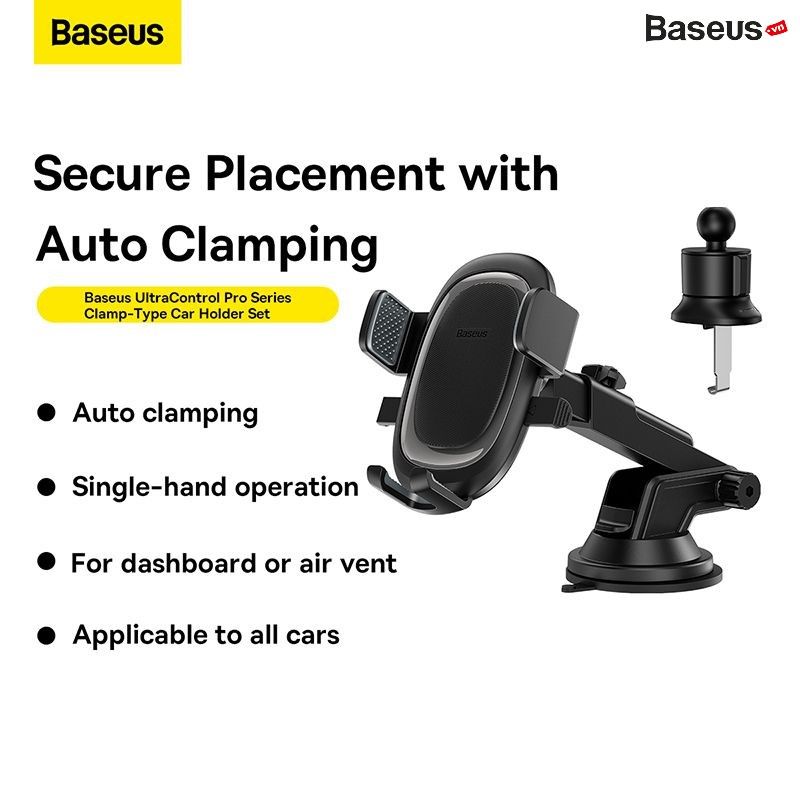 Giá Đỡ Điện Thoại Ô Tô Baseus UltraControl Pro Series Clamp-Type Car Holder Set Dùng Cho Khe Gió Và Taplo