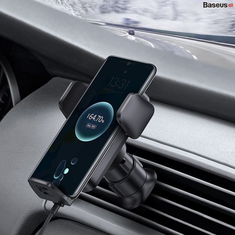 Bộ Đế Giữ Điện Thoại Baseus Wisdom Auto Alignment Car Mount Wireless Charger (QI 15W)