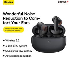 Tai Nghe Bluetooth Baseus Bowie MZ10 True Wireless Earphones ANC ENC (Bluetooth 5.2, GPS - APP Control, Super Fast charge, Nearly No-delay, Hifi & HD Stereo Gaming Earbuds)