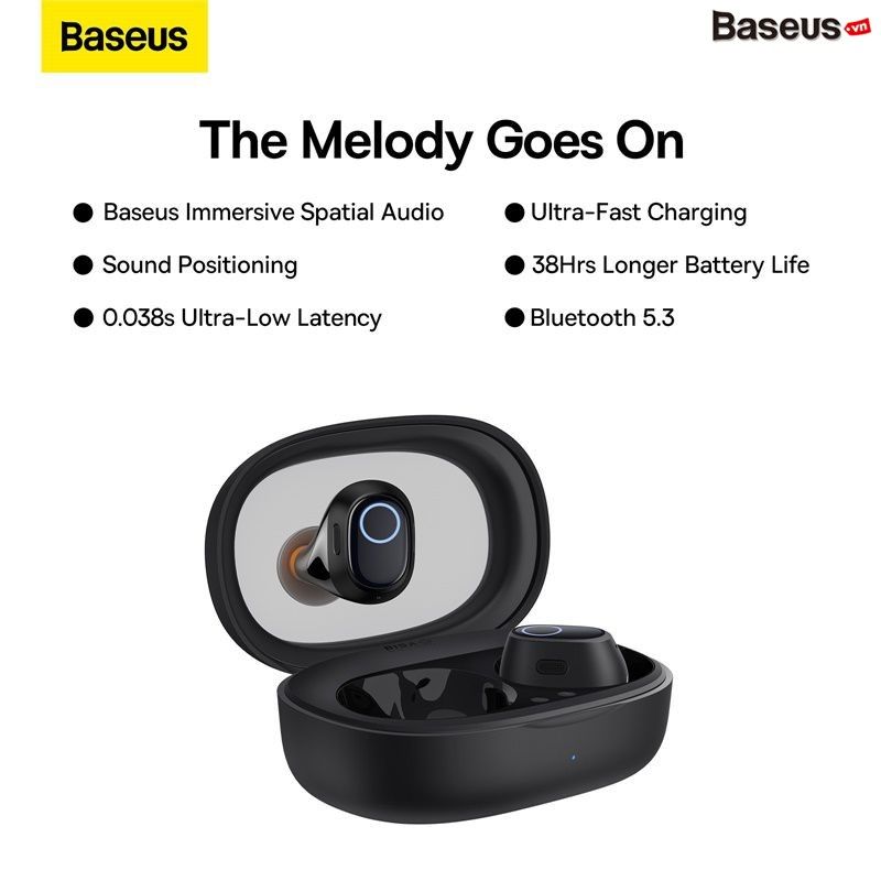 Tai Nghe Không Dây Baseus Bowie WM03 True Wireless Earphones (Bluetooth 5.3, Pin 38h, Super Fast charge, No-delay, APP Control)