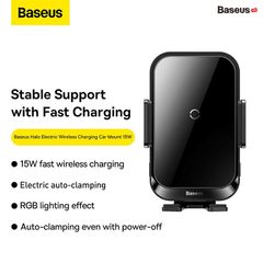 Đế Giữ Điện Thoại Tích Hợp Sạc Không Dây Trên Ô Tô Baseus Halo Electric Wireless Charging Car Mount 15W