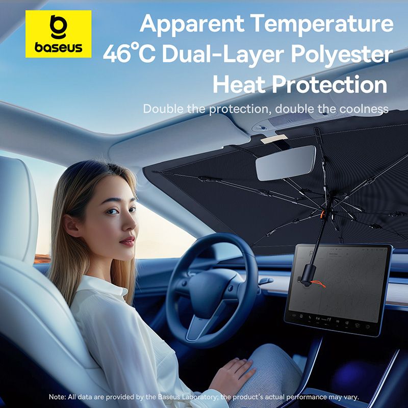 Dù Che Nắng Cửa Kính Trước Có Thể Xếp Lại Dùng Cho Xe Ô Tô Baseus CoolRide Doubled-Layered Windshield Sun Shade Umbrella Mega