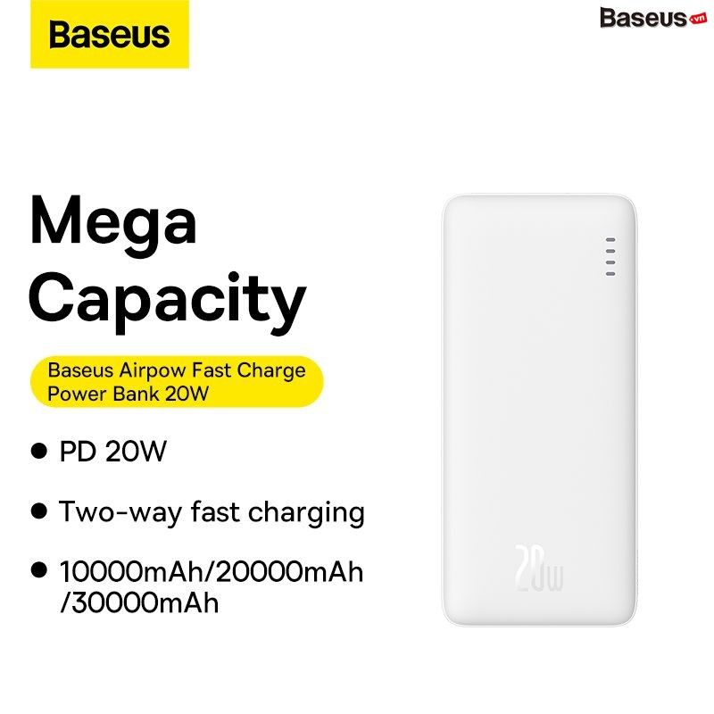 Pin Sạc Dự Phòng Baseus Airpow Fast Charge Power Bank (10000mAh/30000mAH, 20W, PD/QC/FCP Multi Quick charge Support)