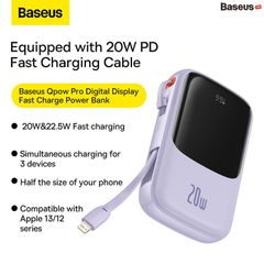 Pin Dự Phòng Sạc Nhanh Baseus Qpow Pro Digital Display Fast Charge Power Bank 10,000mAh Cho IPhone, Type-C