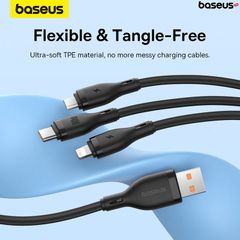 Cáp Sạc Đa Năng 3 in 1 Baseus Pudding Series One-for-three Fast Charging Cable USB to M+L+C 100W