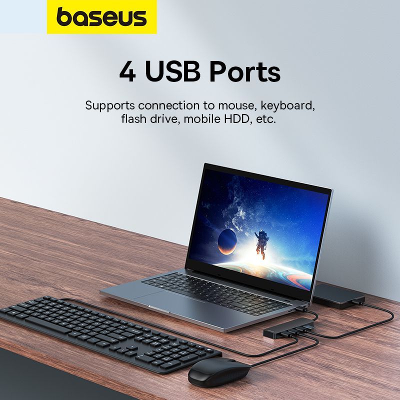 Hub Mở Rộng Kết Nối Baseus UltraJoy Series 4-Port HUB Lite USBA to USB3.0