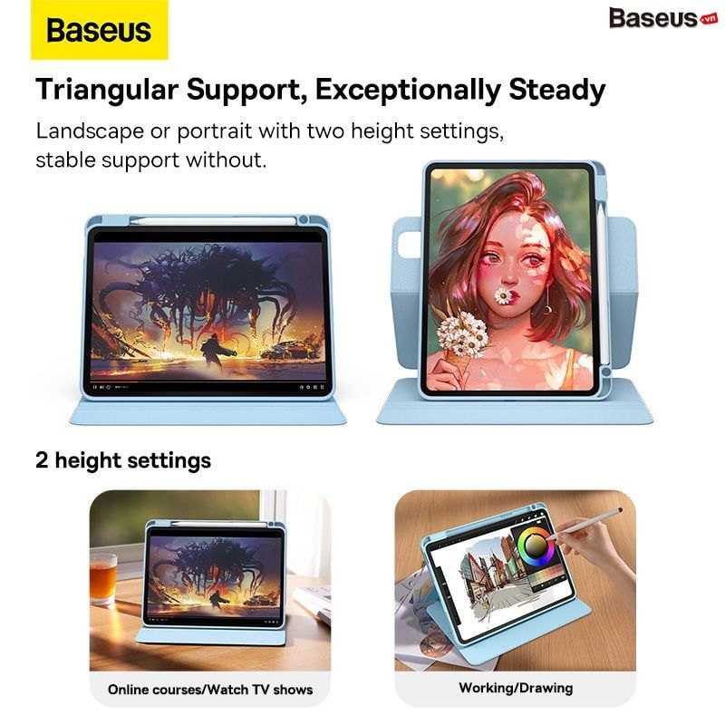 Bao Da Nam Châm Baseus Minimalist Series Cho iPad Pro 11 / Gen 10 / Air 5 / Air 4 / 10.2 (Magnetic Protective Case/Stand)