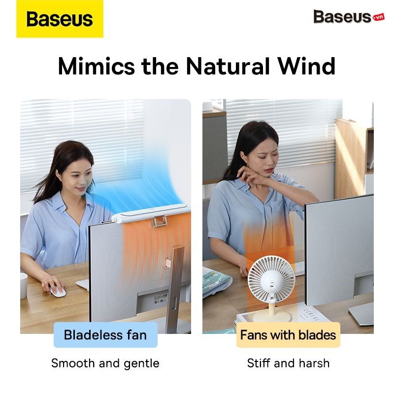 Quạt Mini Thông Minh Baseus Refreshing Monitor Clip-On & Stand-Up Desk Fan (Treo Màn Hình hoặc Để Bàn)