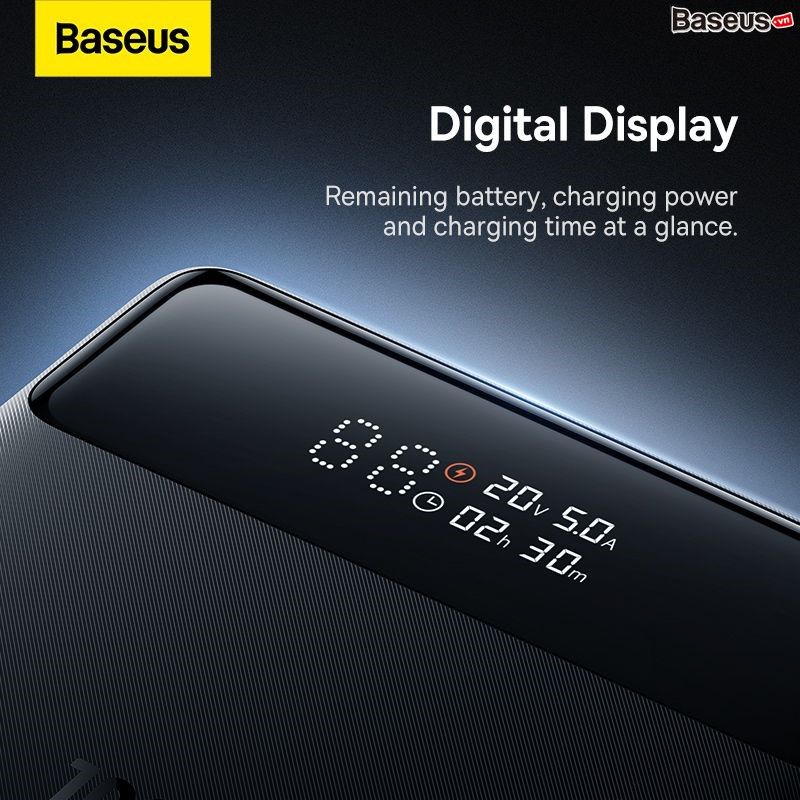 Pin Sạc Dự Phòng Laptop Baseus Blade High Power Digital Display Quick Charge Power Bank 20000mAh 100W (Sạc siêu nhanh, 4 cổng sạc Cx2 + USBx2, kèm cáp C to C, New Upgrade Version)