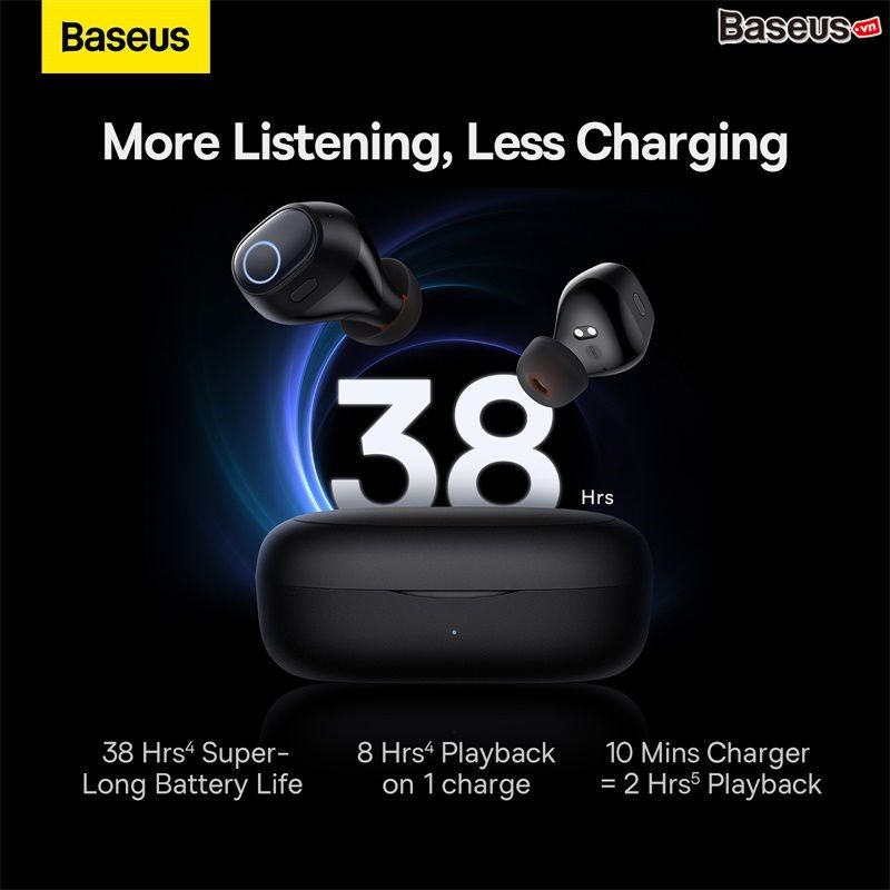 Tai Nghe Không Dây Baseus Bowie WM03 True Wireless Earphones (Bluetooth 5.3, Pin 38h, Super Fast charge, No-delay, APP Control)