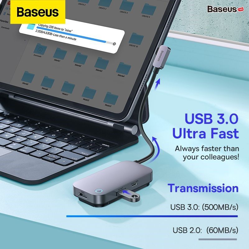 Hub Mở Rộng Đa Năng Baseus PadJoy Type-C HUB Adapter Dùng Cho iPad MacBook Laptop (Type C to HDMI, USB3.0, SD/TF PD & Data)