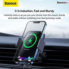 Đế Giữ Điện Thoại Tích Hợp Sạc Không Dây Trên Ô Tô Baseus Halo Electric Wireless Charging Car Mount 15W