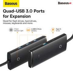 Hub Mở Rộng Kết Nối Baseus Lite Series USB/Type C to USB 3.0 (3 port USB3.0/5Gbps High speed/Docking Station)