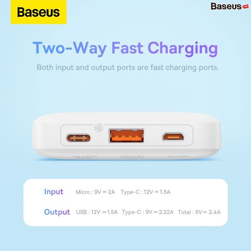 Pin Sạc Dự Phòng Baseus Airpow Fast Charge Power Bank (10000mAh/30000mAH, 20W, PD/QC/FCP Multi Quick charge Support)