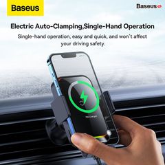 Đế Giữ Điện Thoại Tích Hợp Sạc Không Dây Trên Ô Tô Baseus Halo Electric Wireless Charging Car Mount 15W